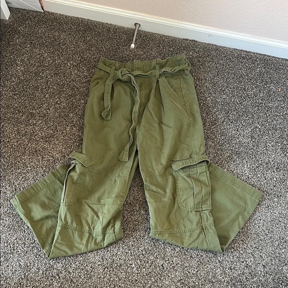Green Cargo Pants with Belt